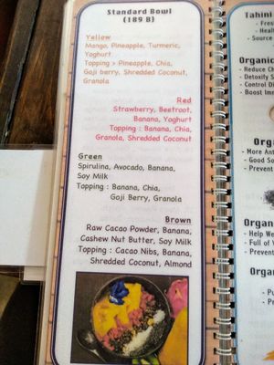 Menu page at Coffee Stains in Pai