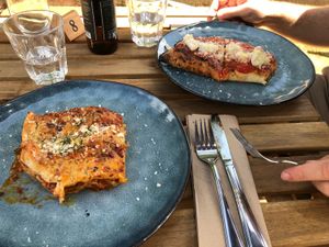 Lasagne and calzoncini at Gardener's Lodge in Camperdown