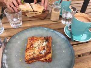 Lasagne and mushroom and blue cheese panini  at Gardener's Lodge in Camperdown