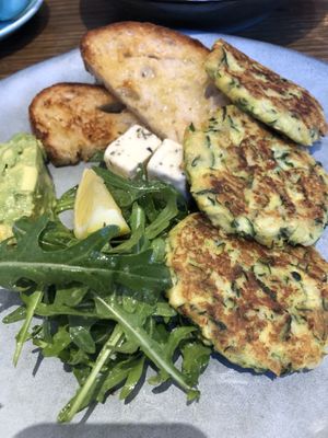 zucchini fritters at Gardener's Lodge in Camperdown