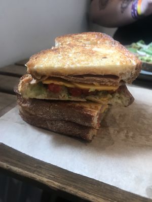 Vegan ham and cheese toastie  at Gardener's Lodge in Camperdown
