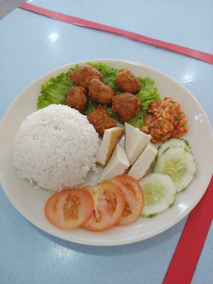 Ayam penyet (daily special) at Delish Vegan Kitchen in Penang