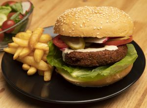 Yes ! Falafel can be in a burger  at Hummus Heads in Bangkok