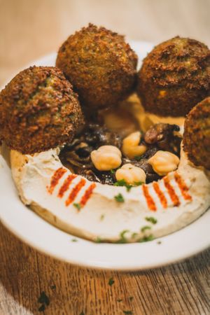the best of all combinations ! pairing hummus with falafels ... at Hummus Heads in Bangkok