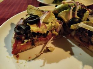 Pizza based made with corn. So good at Laguna Lodge & Zotz Restaurant in Santa Cruz La Laguna