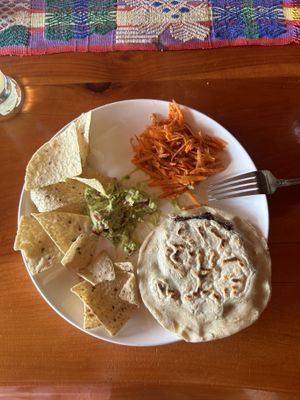 Black Bean Vegan Gordita with Carrot Slaw   at Laguna Lodge & Zotz Restaurant in Santa Cruz La Laguna