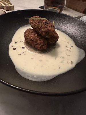 Sweet corn and garlic escape  at Indian Accent in New York City