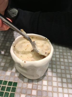 Marguerite (almond cream with the missing orange blossom, pistachios, almonds and hazelnuts) at Chez Germain in Paris