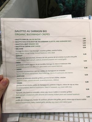 the menu at Chez Germain in Paris