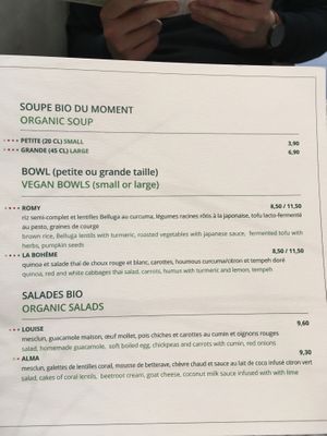the menu at Chez Germain in Paris