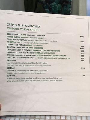 the menu at Chez Germain in Paris