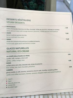 the menu at Chez Germain in Paris