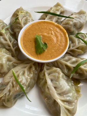 Mo:Mo, steamed dumplings full of flavourful vegetables with a spicy dip at Forest & Plate in Kathmandu