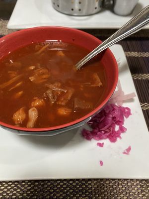 Side of pozole at Veggie Del Sol in Brownsville