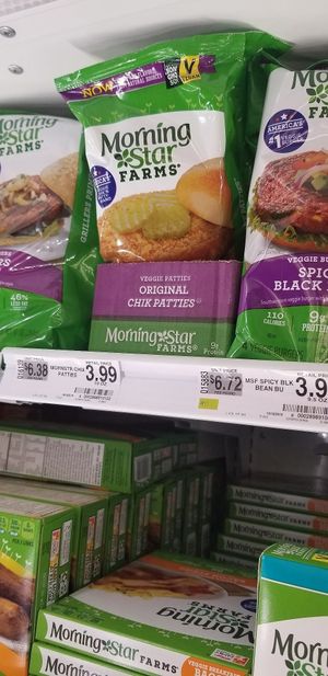 Morning star farms vegan chicken patties at Food Lion in Berkeley Springs
