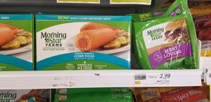 Morning star farms vegan corn dogs and vegan burgers at Food Lion in Berkeley Springs