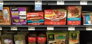 Tofurky lunch meat, lightlife meats, vegan kimchi and other vegan products. at Food Lion in Berkeley Springs
