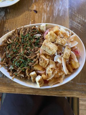 Kalua mushrooms and coconut rice at Ravens' Restaurant in Mendocino