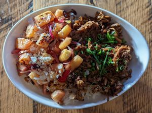 Kalua Mushrooms & Coconut Rice at Ravens' Restaurant in Mendocino