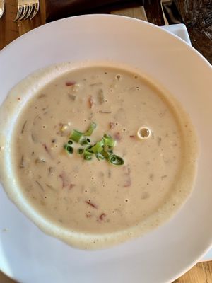 Corn chowder soup  at Ravens' Restaurant in Mendocino
