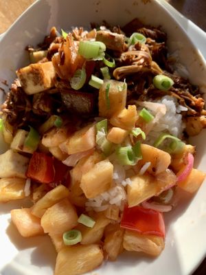 Mushroom with coconut rice  at Ravens' Restaurant in Mendocino