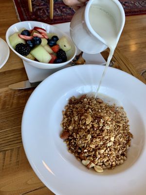 Citrus granola breakfast  at Ravens' Restaurant in Mendocino