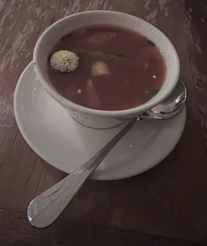 My dad got all the noodles, my mom all the veggies, and me all the broth  at Ravens' Restaurant in Mendocino