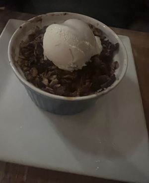 My dad’s desert was inedible - burnt maybe?  at Ravens' Restaurant in Mendocino