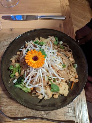 Sea Palm Pad Thai at Ravens' Restaurant in Mendocino