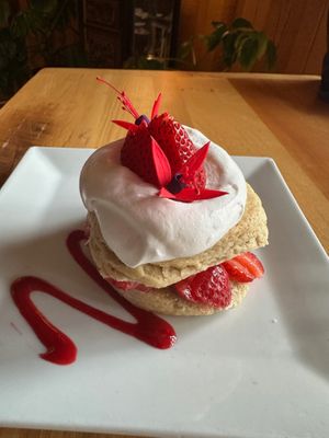 Strawberry shortcake at Ravens' Restaurant in Mendocino