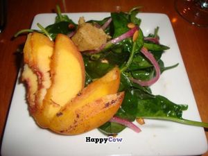 grilled peach salad at Ravens' Restaurant in Mendocino