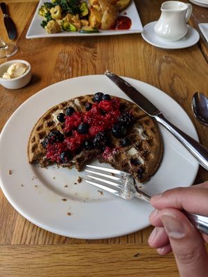 Great waffles! at Ravens' Restaurant in Mendocino