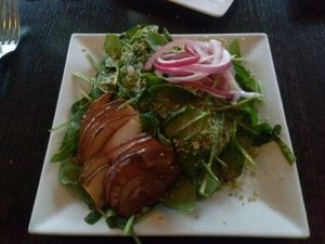 grilled pear salad at Ravens' Restaurant in Mendocino