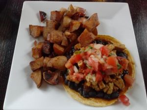 breakfast tostada at Ravens' Restaurant in Mendocino