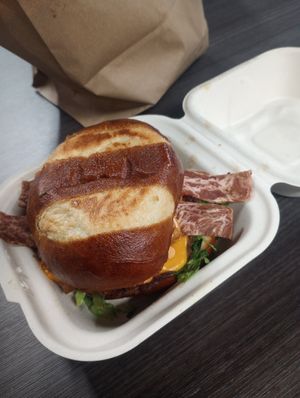 I ordered the camp fire burger again but this time I made sure to take a picture of it and I had no idea it came with fries sorry I was not able to take picture of fries at Plant Slayer in Fresno