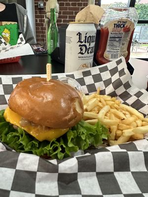 Vegan cheeseburger - tasty  at Plant Slayer in Fresno