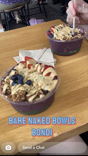 Açai bowls with protein powder  at Bare Naked Bowls in Sydney