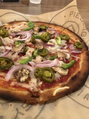 Gluten free pizza with vegan cheese at Pieology - MGM Grand in Las Vegas