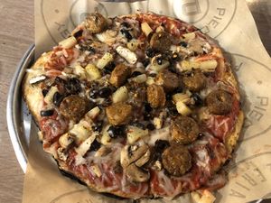 Vegan cheese & sausage  at Pieology - MGM Grand in Las Vegas