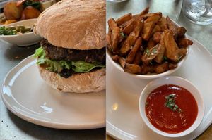 Mushroom patty and fries, can't remember the correct description but it was lovely. at Hypha in Chester