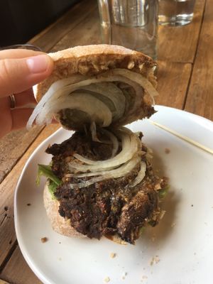 Mushroom sandwich / burger. Really good and filling on its own.  at Hypha in Chester