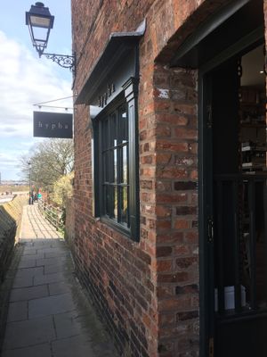 The access to the restaurant is on the Chester wall.  at Hypha in Chester