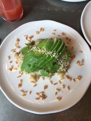 Avocado rice and kale salad with pico da gallo shrub  at Hypha in Chester