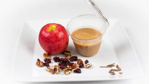 Farro Porridge: Apple, Cinnamon, Coconut Water, Sugar Cane, Coconut Oil, Dry Cranberry and Pecan Nut.
 at Gaia Therapeat in Hollywood