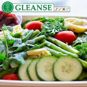Cleanse Salad: Baby Leaf, Tomato, Cucumber, Green Bean, Artichoke Heart, Asparagus, Cilantro, Flax Seed, Lemon Zest, Red Beetroot.
 at Gaia Therapeat in Hollywood