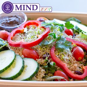 Quinoa Tabbouleh/
Tomato/Spinach/Cucumber/Cilantro/Basil/Bell Pepper/Cranberry/Pecan Nut/ Guacamole w. Beetroot at Gaia Therapeat in Hollywood