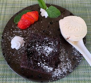 Brownie and ice cream at Green Loft in Northampton