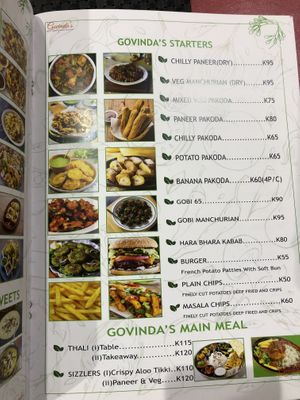 Example Menu: Govinda Starters   at Govinda's in Lusaka