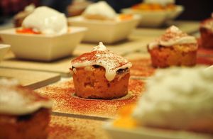 Tortino di arancia. 
Freshly-baked orange muffin made with fresh orange zest and juice, topped with a sugar glaze and a thin layer of dark chocolate in-between.  at La Cucina Di Nadia in Tel Aviv
