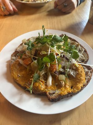 Vegan broodje met pompoen spread en hummus  at Het Lokaal in Amersfoort
